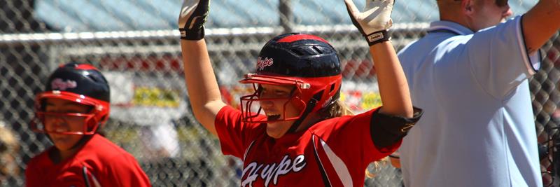 softball player celebrating