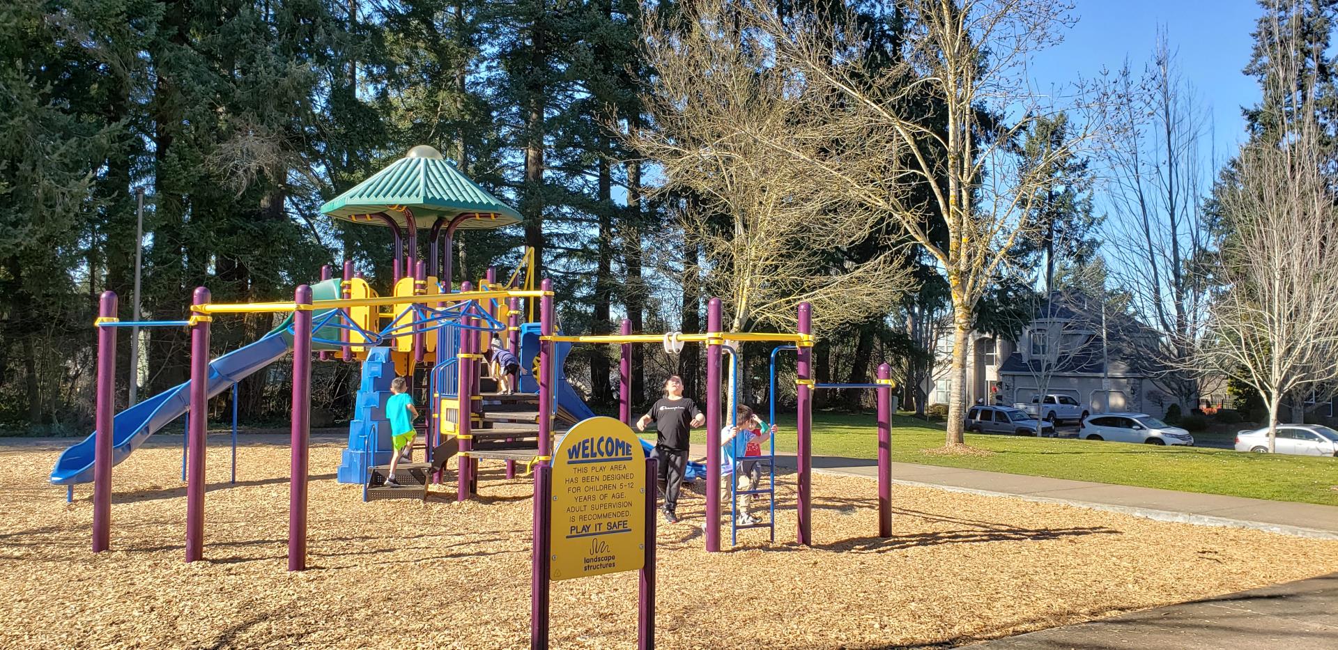 Wes Bennet Park play structure children playing