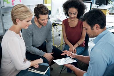 coworkers having meeting