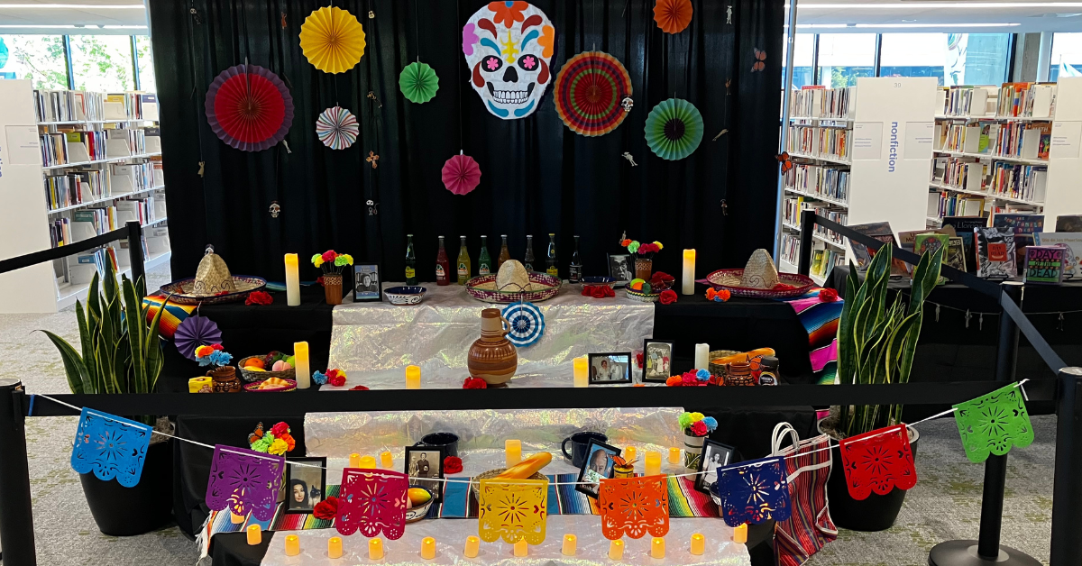 Dia de los Muertos. altar, library