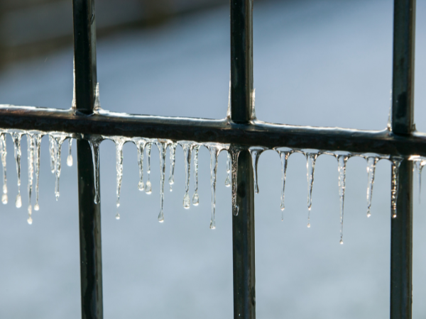 winter storm icicles on windows