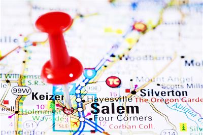 map with pin in salem oregon