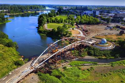 aerial peter courtney bridge under construction