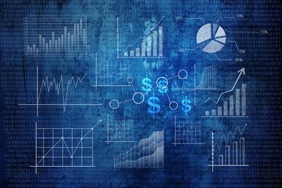 analytics graphic showing graphs with binary in background