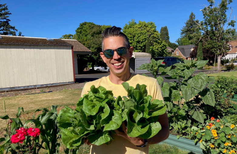 Person with Produce from Windsor Health and Rehab Garden