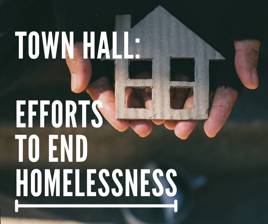 Efforts to end homelessness with hands and cardboard house